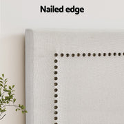 Artiss Bed Head Bed Frame Headboard King Fabric - RIVE Beige White BED-HEAD-RIVE-K-BG