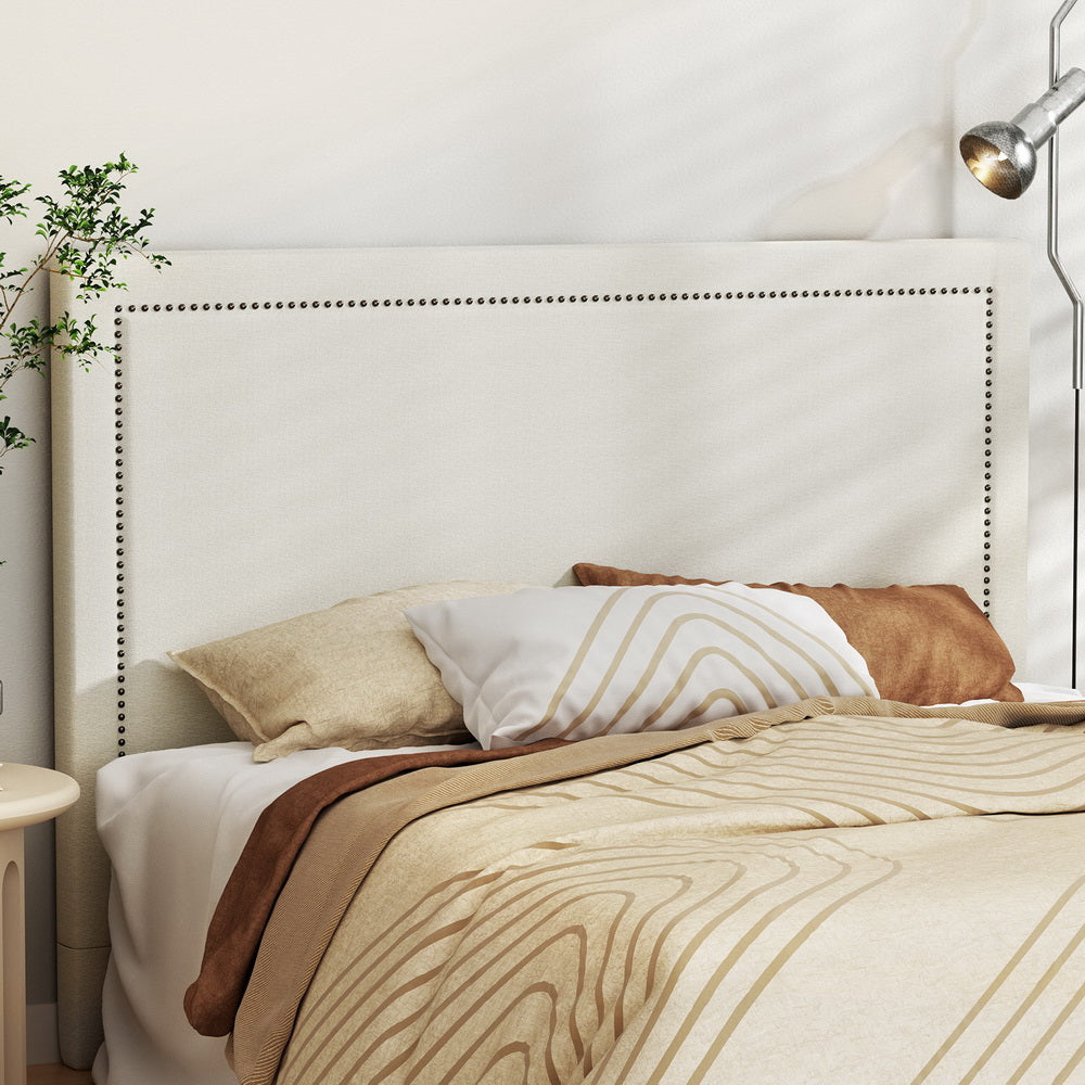 Artiss Bed Frame Bed Head Headboard Queen Fabric - RIVE Beige BED-HEAD-RIVE-Q-BG