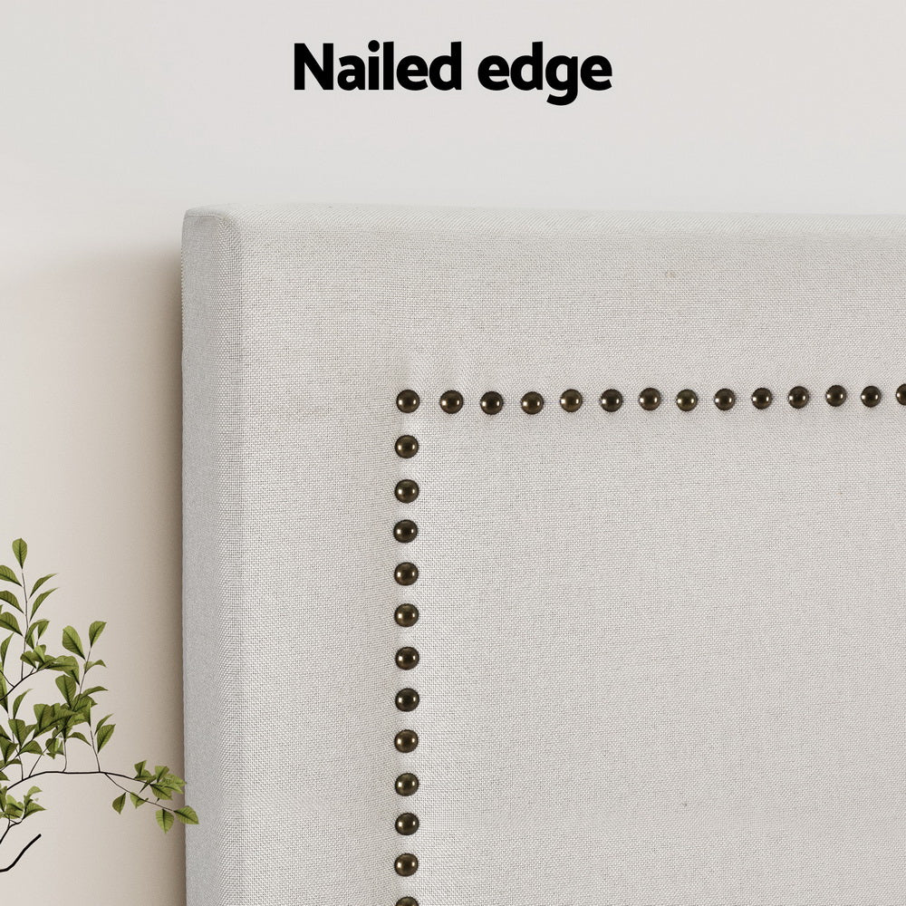 Artiss Bed Frame Bed Head Headboard Queen Fabric - RIVE Beige BED-HEAD-RIVE-Q-BG