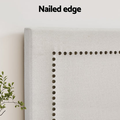 Artiss Bed Frame Bed Head Headboard Queen Fabric - RIVE Beige BED-HEAD-RIVE-Q-BG