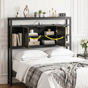 Artiss Bed Headboard King Single Storage Bedhead Charging Station Black