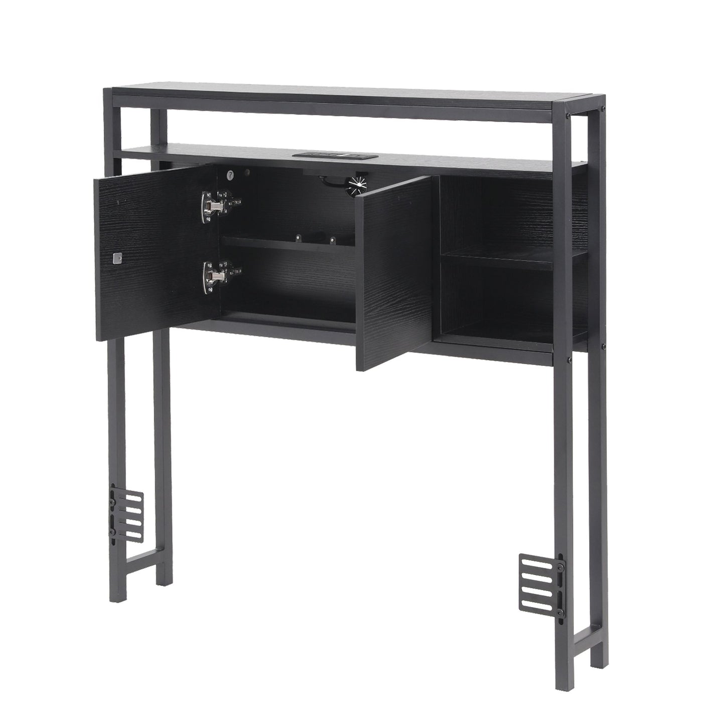 Artiss Bed Headboard King Single Storage Bedhead Charging Station Black BED-HEAD-SOR-KS-BK
