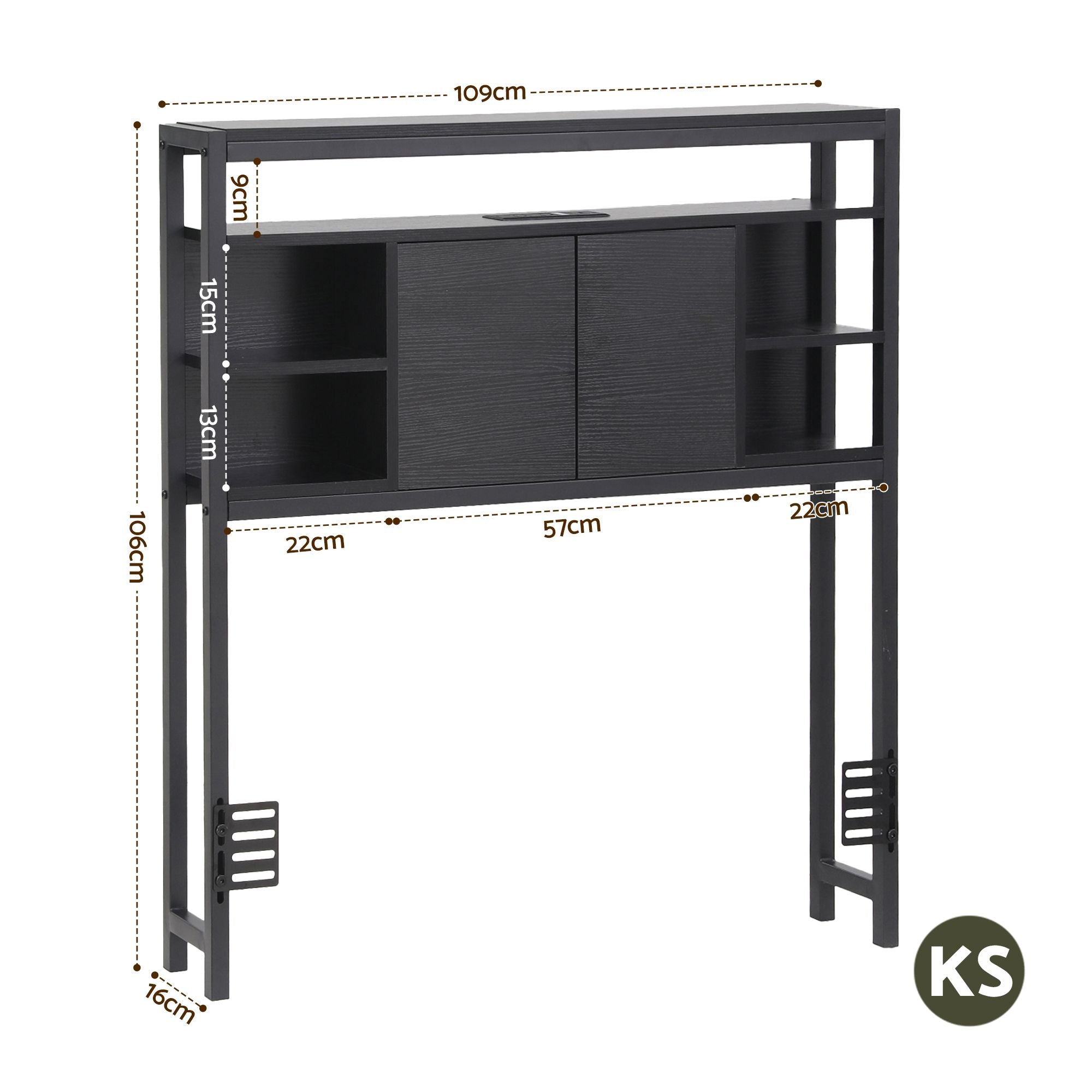 Artiss Bed Headboard King Single Storage Bedhead Charging Station Black