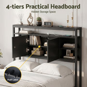 Artiss Bed Headboard King Single Storage Bedhead Charging Station Black
