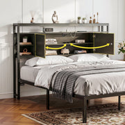 Artiss Bed Headboard Queen Storage Bedhead Charging Station Black