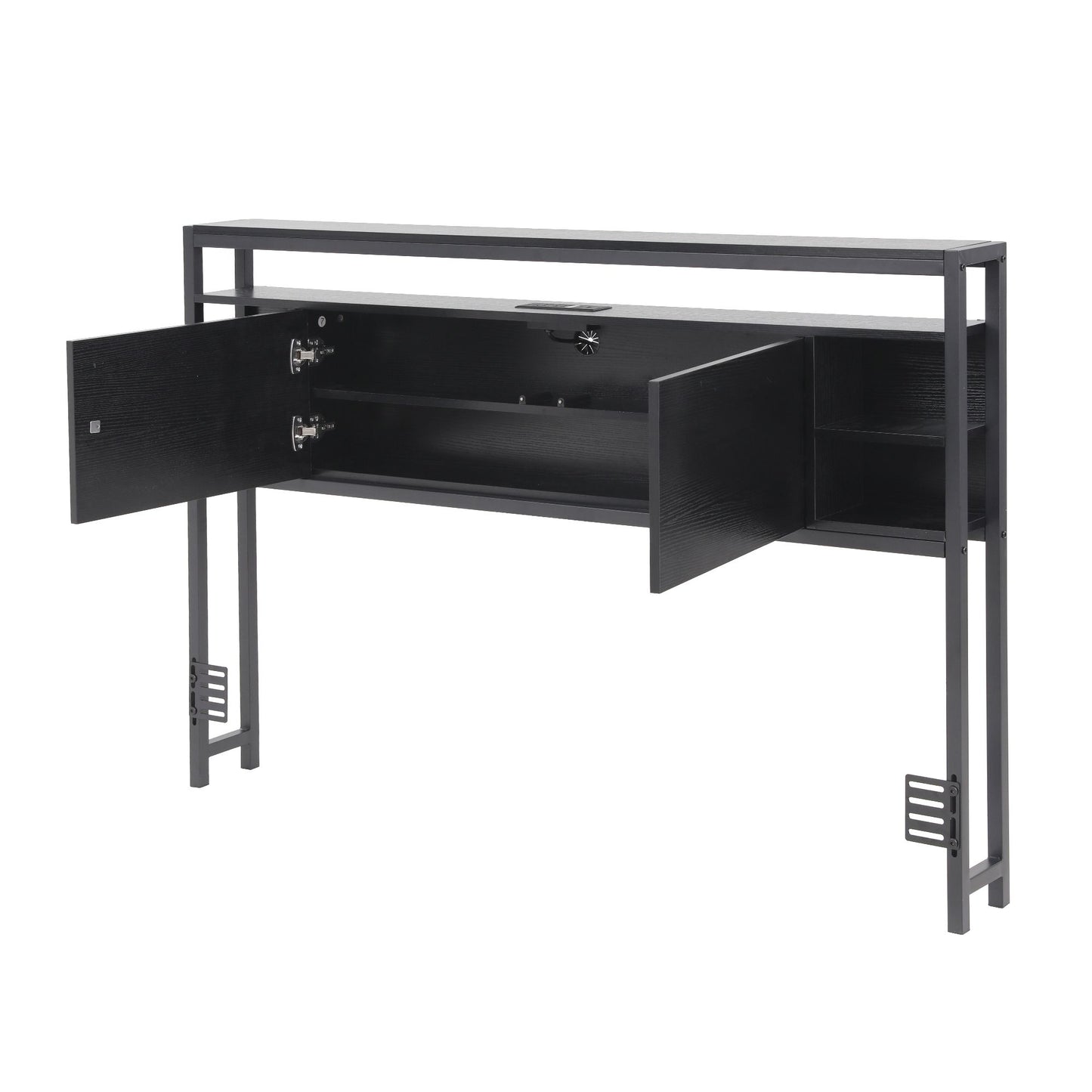 Artiss Bed Headboard Queen Storage Bedhead Charging Station Black BED-HEAD-SOR-Q-BK