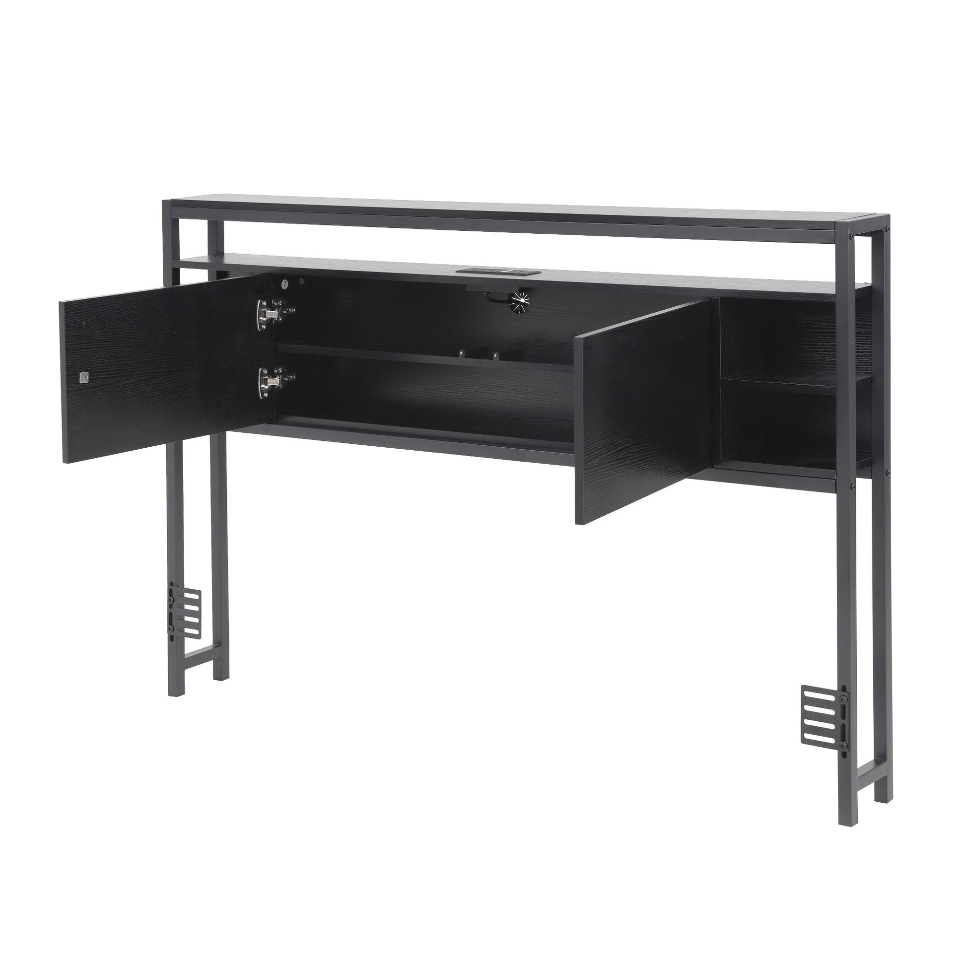 Artiss Bed Headboard Queen Storage Bedhead Charging Station Black BED-HEAD-SOR-Q-BK