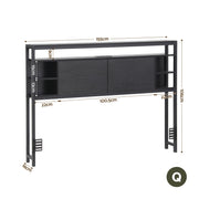 Artiss Bed Headboard Queen Storage Bedhead Charging Station Black