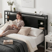 Artiss Bed Headboard Queen Storage Bedhead Charging Station Black