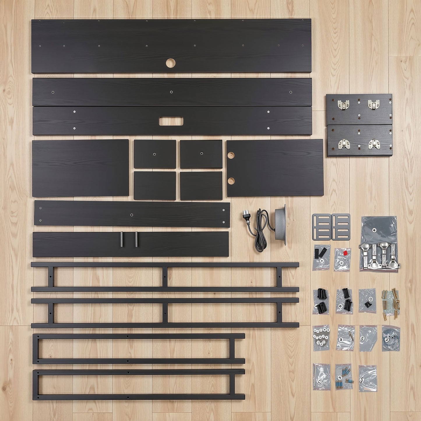 Artiss Bed Headboard Queen Storage Bedhead Charging Station Black BED-HEAD-SOR-Q-BK