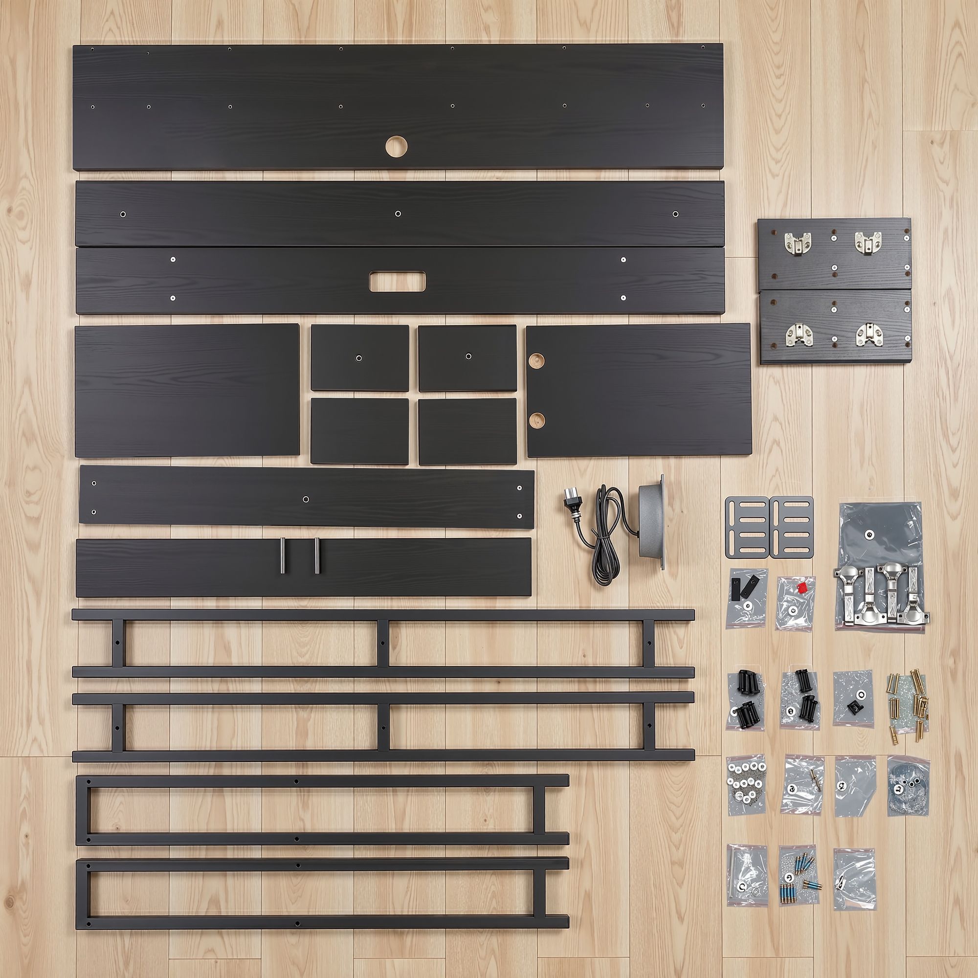 Artiss Bed Headboard Queen Storage Bedhead Charging Station Black