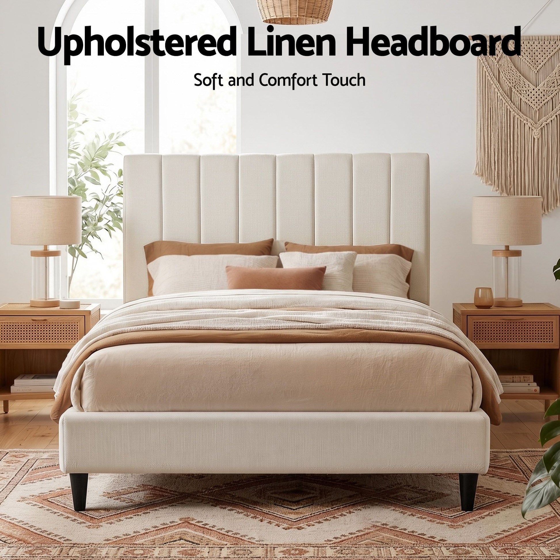 Artiss Bed Head Headboard Double Linen 137CM - Beige BED-HEAD-VELA-D-BG