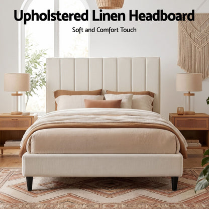 Artiss Bed Head Headboard Double Linen 137CM - Beige BED-HEAD-VELA-D-BG