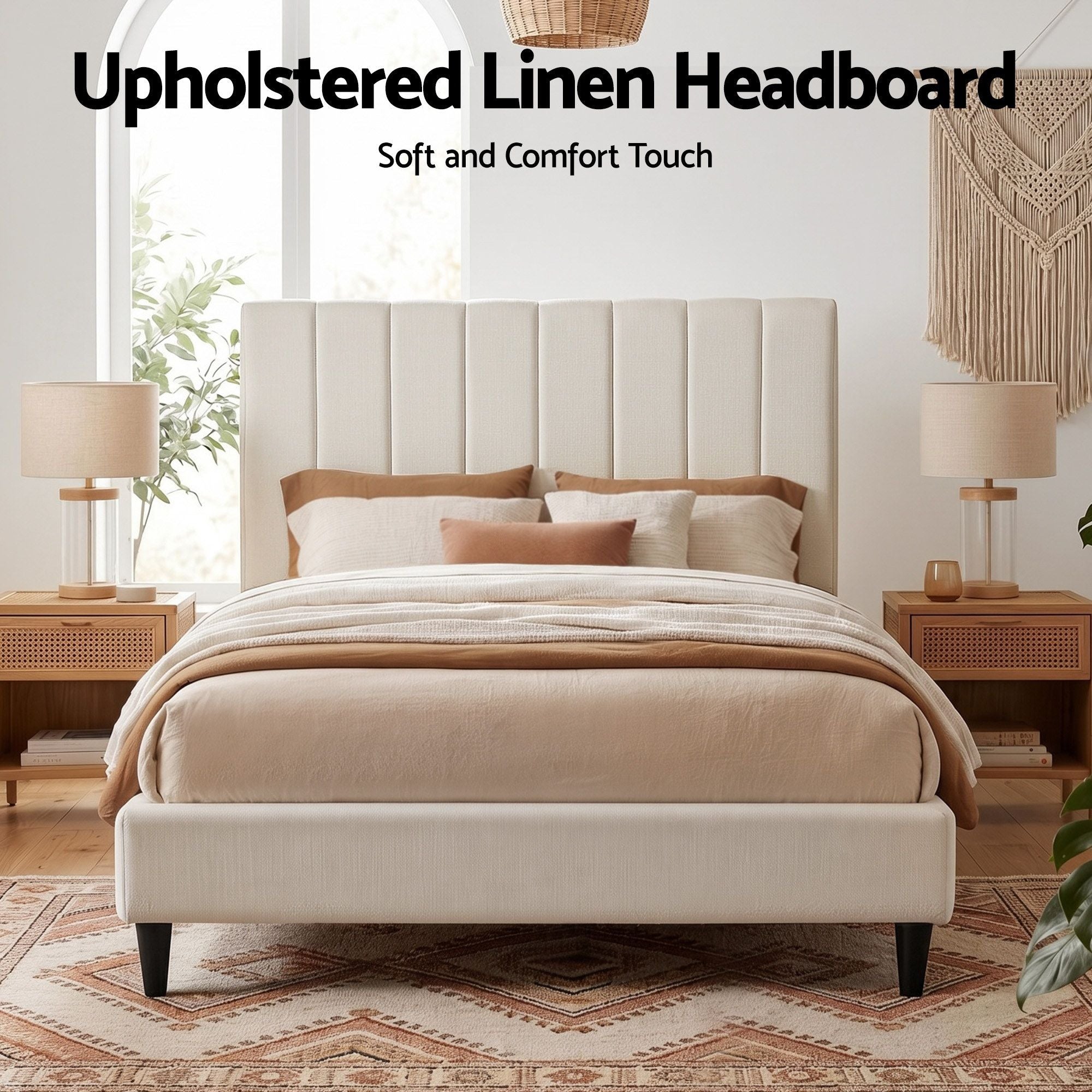Artiss Bed Head Headboard Double Linen 137CM - Beige