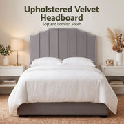Artiss Bed Head Headboard Double Velvet 138CM - Grey
