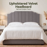 Artiss Bed Head Headboard King Velvet 183CM - Grey