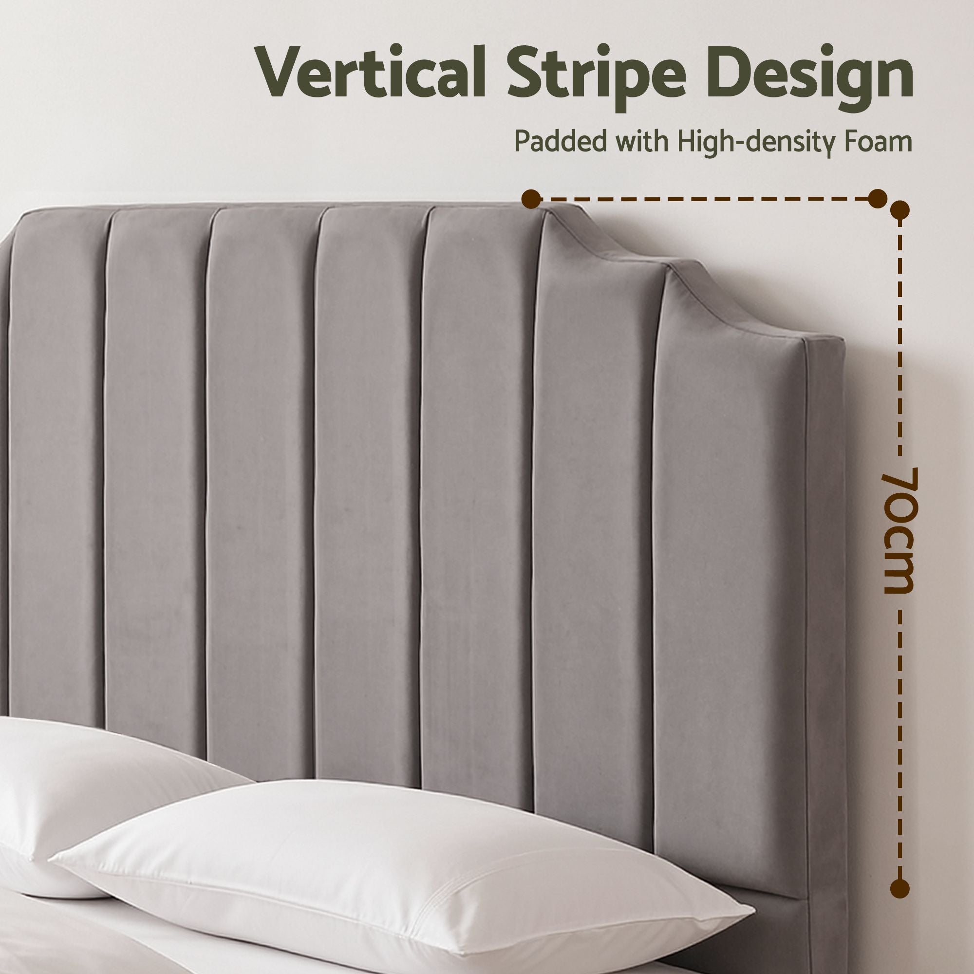 Artiss Bed Head Headboard King Velvet 183CM - Grey