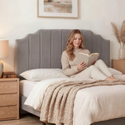 Artiss Bed Head Headboard King Velvet 183CM - Grey
