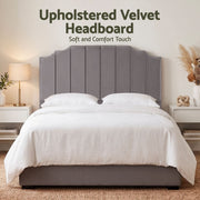 Artiss Bed Head Headboard Queen Velvet 153CM - Grey