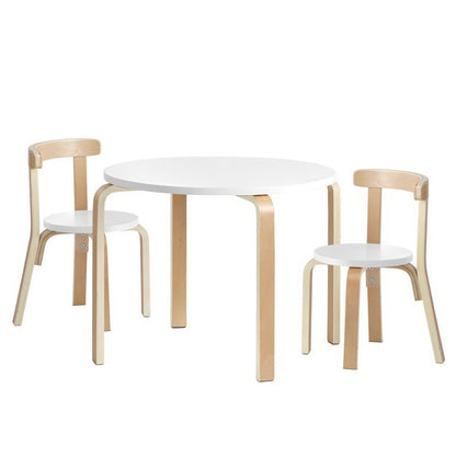 Keezi 3PCS Kids Table and Chairs Set Activity Toy Play Desk BENT-B-KID-TAB01-NT-WH