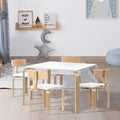 Keezi 5PCS Kids Table and Chairs Set Activity Toy Play Desk BENT-B-KID-TAB02-NT-WH