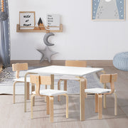 Keezi 5PCS Kids Table and Chairs Set Activity Toy Play Desk BENT-B-KID-TAB02-NT-WH