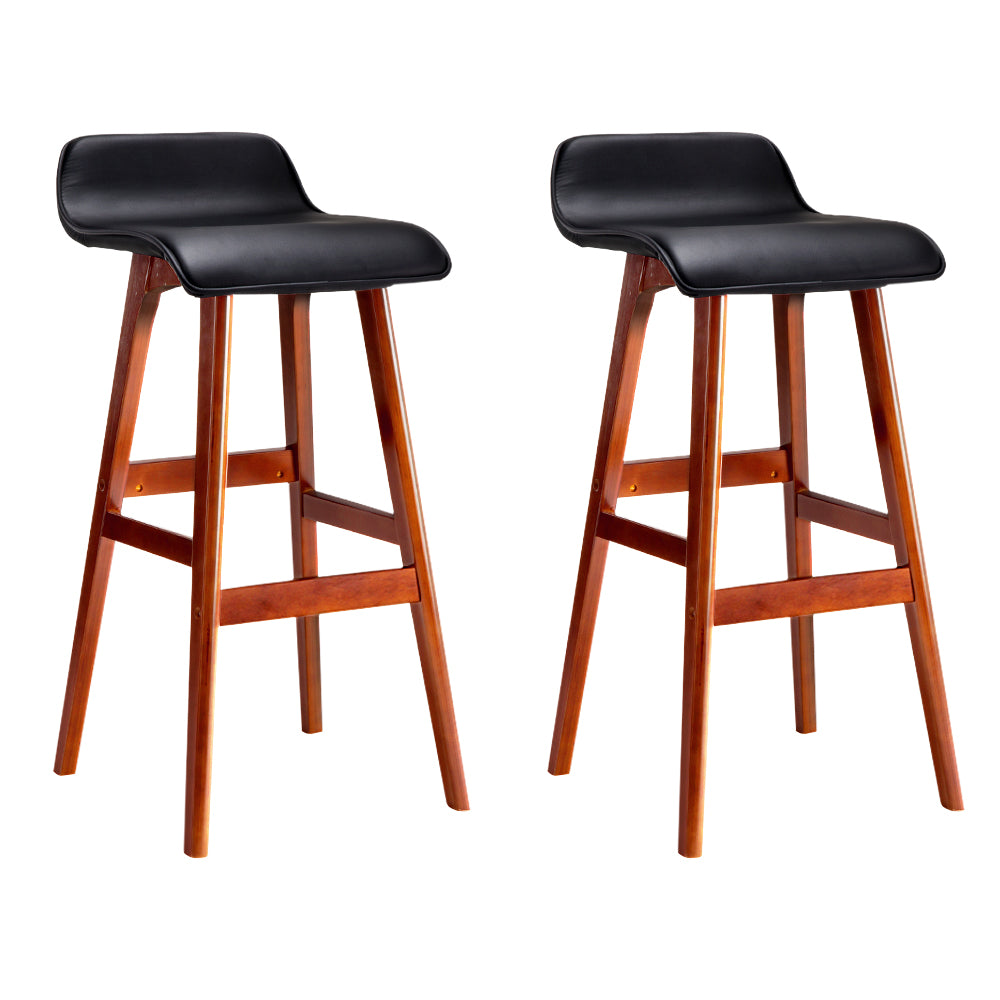 Artiss 2x Bar Stools Wooden Stool Black BENT-C-077-BKX2
