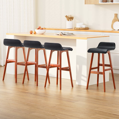 Artiss 4x Bar Stools Wooden Stool Black BENT-C-077-BKX4