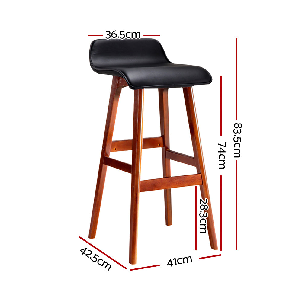 Artiss 4x Bar Stools Wooden Stool Black BENT-C-077-BKX4
