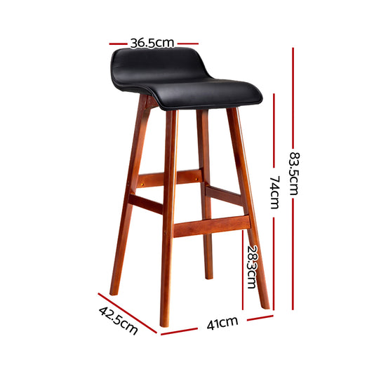 Artiss 4x Bar Stools Wooden Stool Black BENT-C-077-BKX4