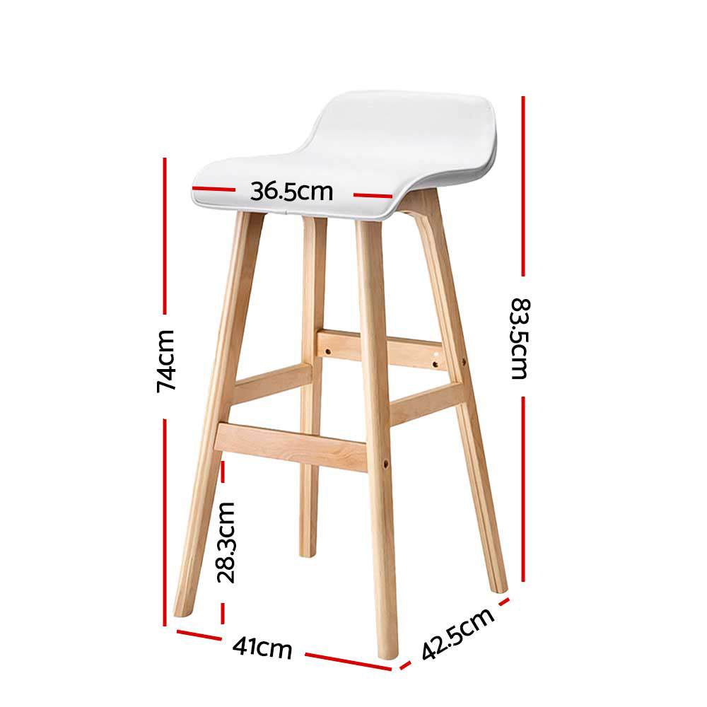 Artiss 2x Bar Stools Wooden Stool White BENT-C-077-WHX2