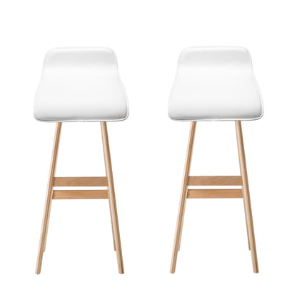 Artiss 2x Bar Stools Wooden Stool White BENT-C-077-WHX2