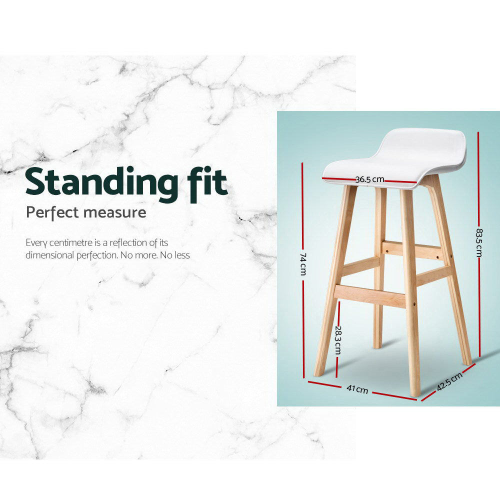 Artiss 2x Bar Stools Wooden Stool White BENT-C-077-WHX2