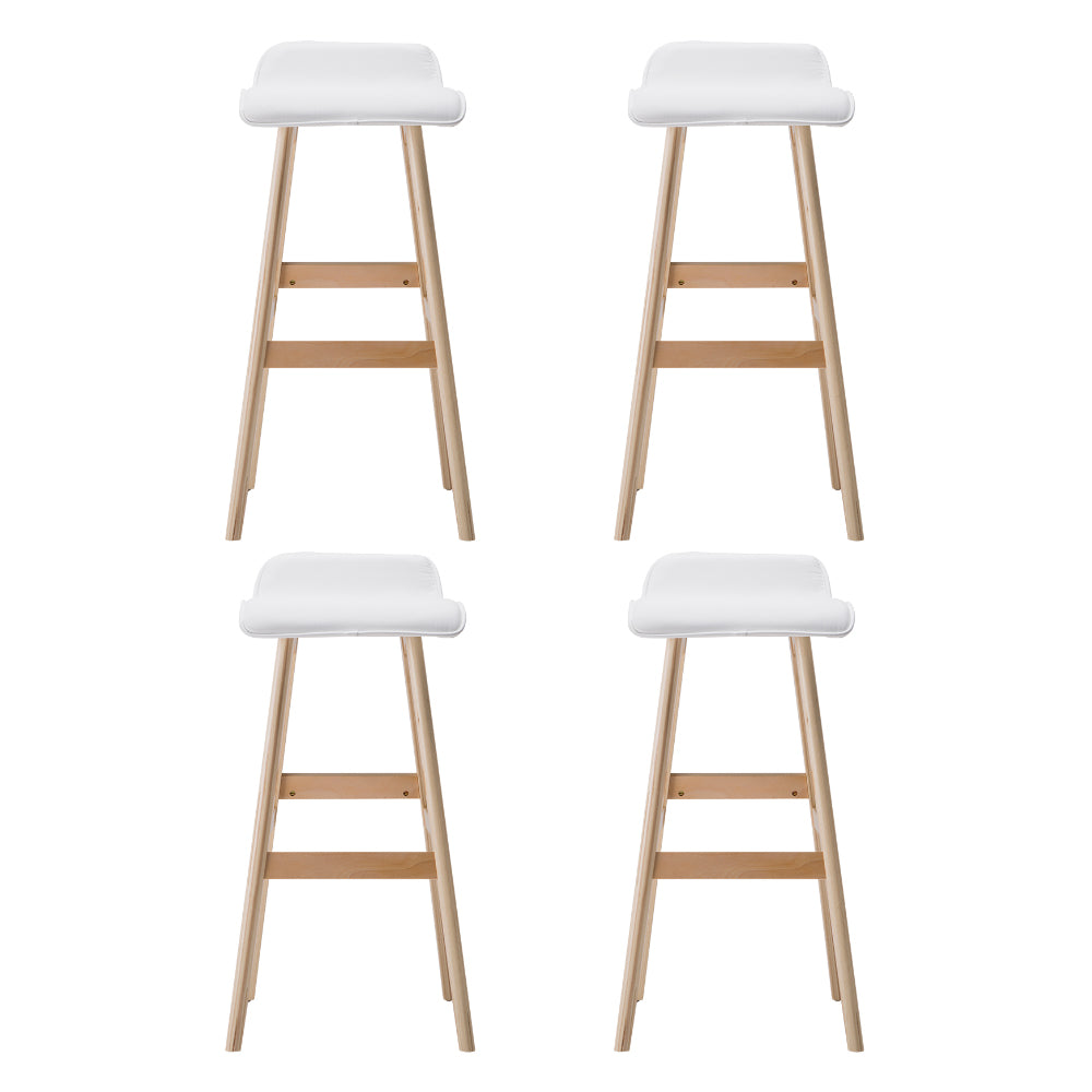 Artiss 4x Bar Stools Wooden Stool White BENT-C-077-WHX4