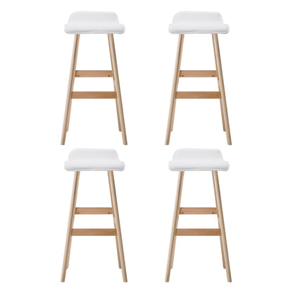 Artiss 4x Bar Stools Wooden Stool White BENT-C-077-WHX4