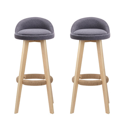 Artiss 2x Bar Stools Padded Linen Wooden Grey BENT-C-9004H-GYX2