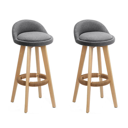 Artiss 2x Bar Stools Padded Linen Wooden Grey BENT-C-9004H-GYX2