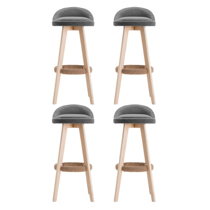 Artiss 4x Bar Stools Padded Linen Wooden Grey BENT-C-9004H-GYX4