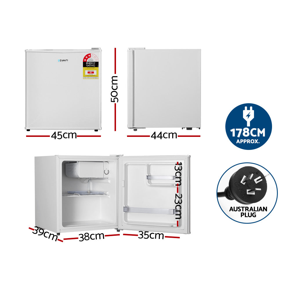 Devanti 48L Bar Fridge White BF-48L-WH