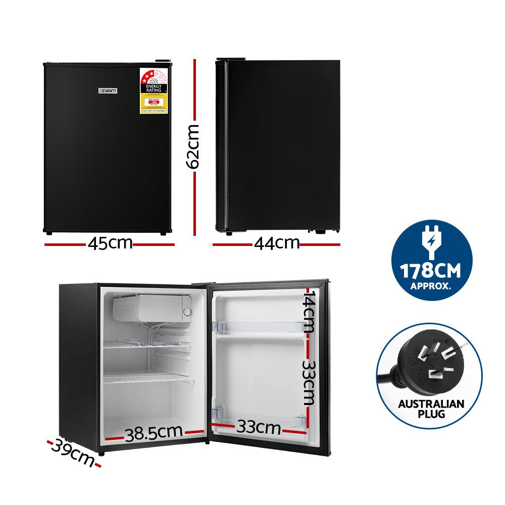 Devanti 70L Bar Fridge Black BF-70L-BK