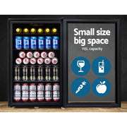 Devanti 115L Bar Fridge Glass Door w/Light Black BF-D-130L-BK