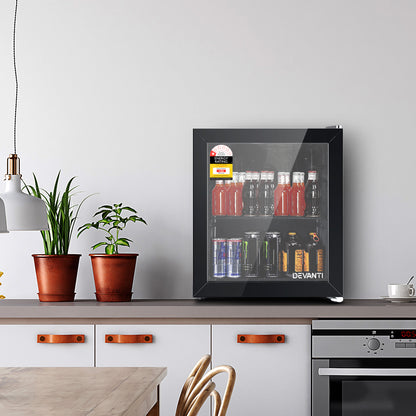 Devanti 46L Bar Fridge Glass Door Black BF-D-46L-BK