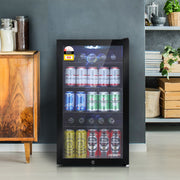 Devanti 98L Bar Fridge Glass Door Mini Fridges Freezer Black BF-D-98L-BK