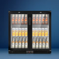 Devanti 198L Bar Fridge Dual Glass Door w/Light Black BF-E-198L-BK