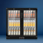 Devanti 198L Bar Fridge Dual Glass Door w/Light Black BF-E-198L-BK