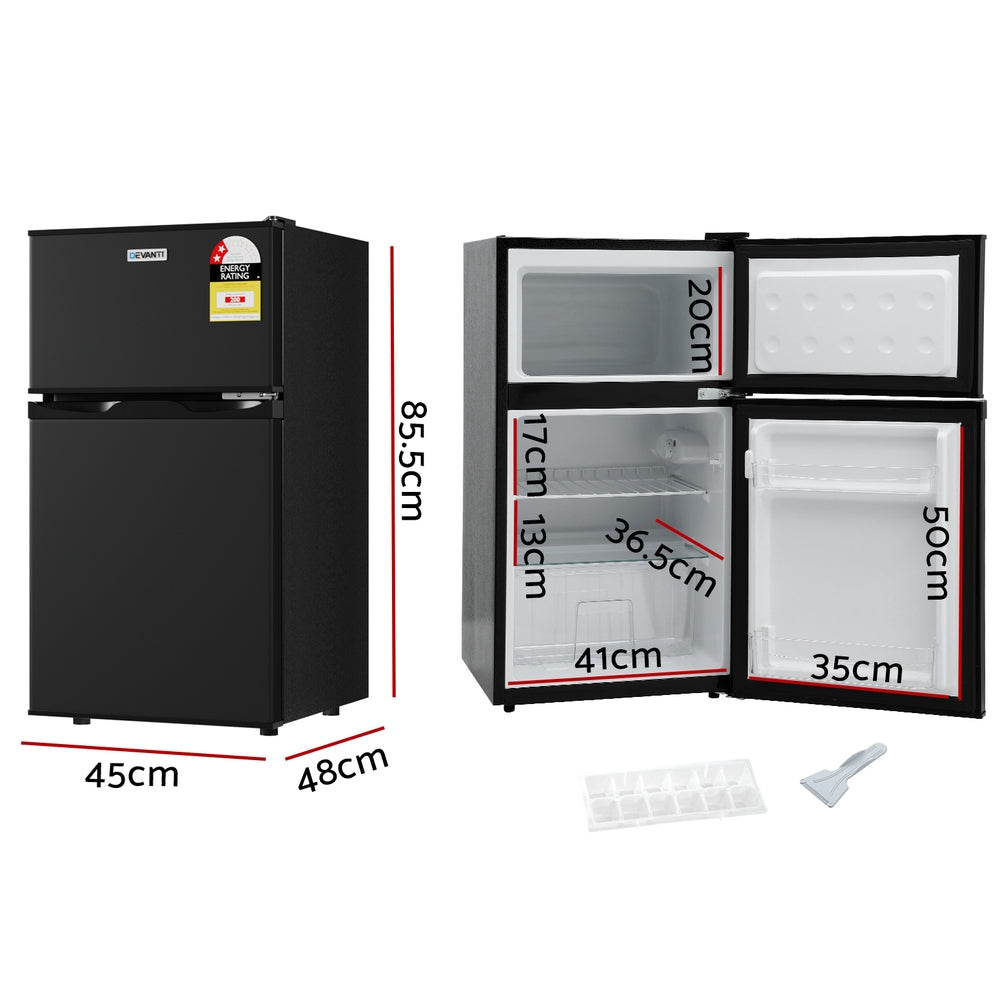 Devanti 85L Bar Fridge Mini Freezer Refrigerator Black BF-F-D-90L-BK