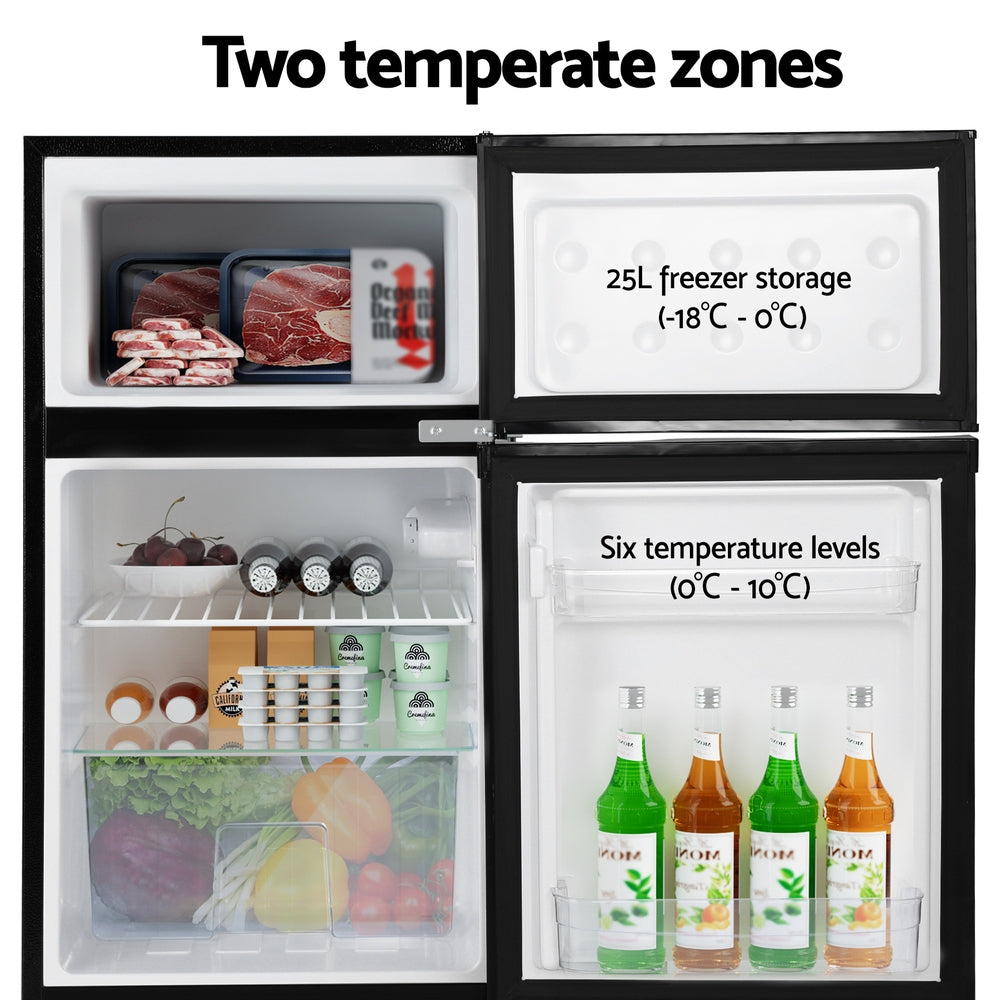 Devanti 85L Bar Fridge Mini Freezer Refrigerator Black BF-F-D-90L-BK