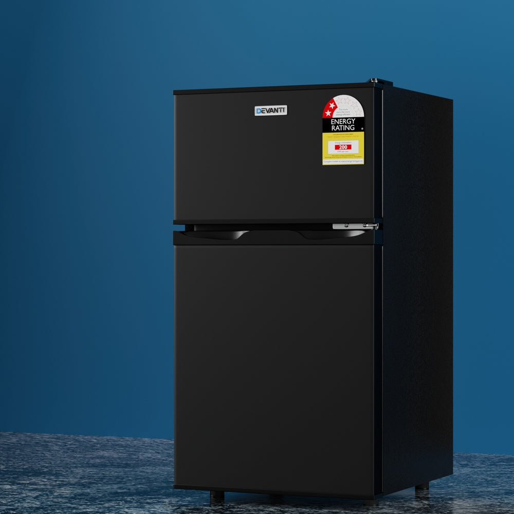 Devanti 85L Bar Fridge Mini Freezer Refrigerator Black BF-F-D-90L-BK