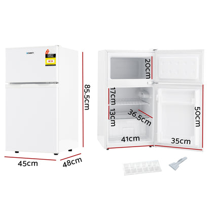 Devanti 85L Bar Fridge Mini Freezer Refrigerator White BF-F-D-90L-WH