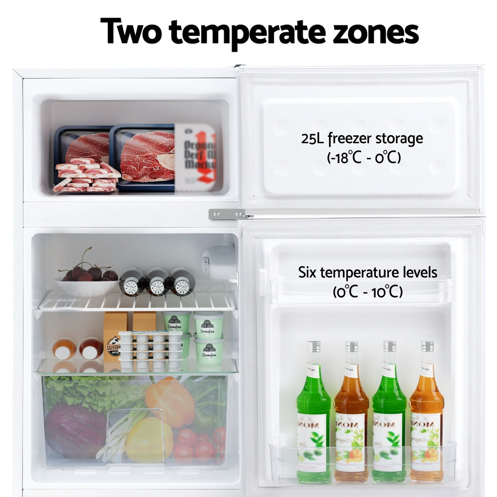 Devanti 85L Bar Fridge Mini Freezer Refrigerator White BF-F-D-90L-WH